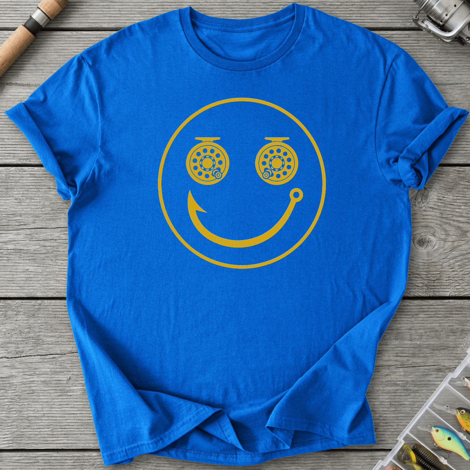 Smiley Fisherman T-Shirt in Royal | River Giants Club