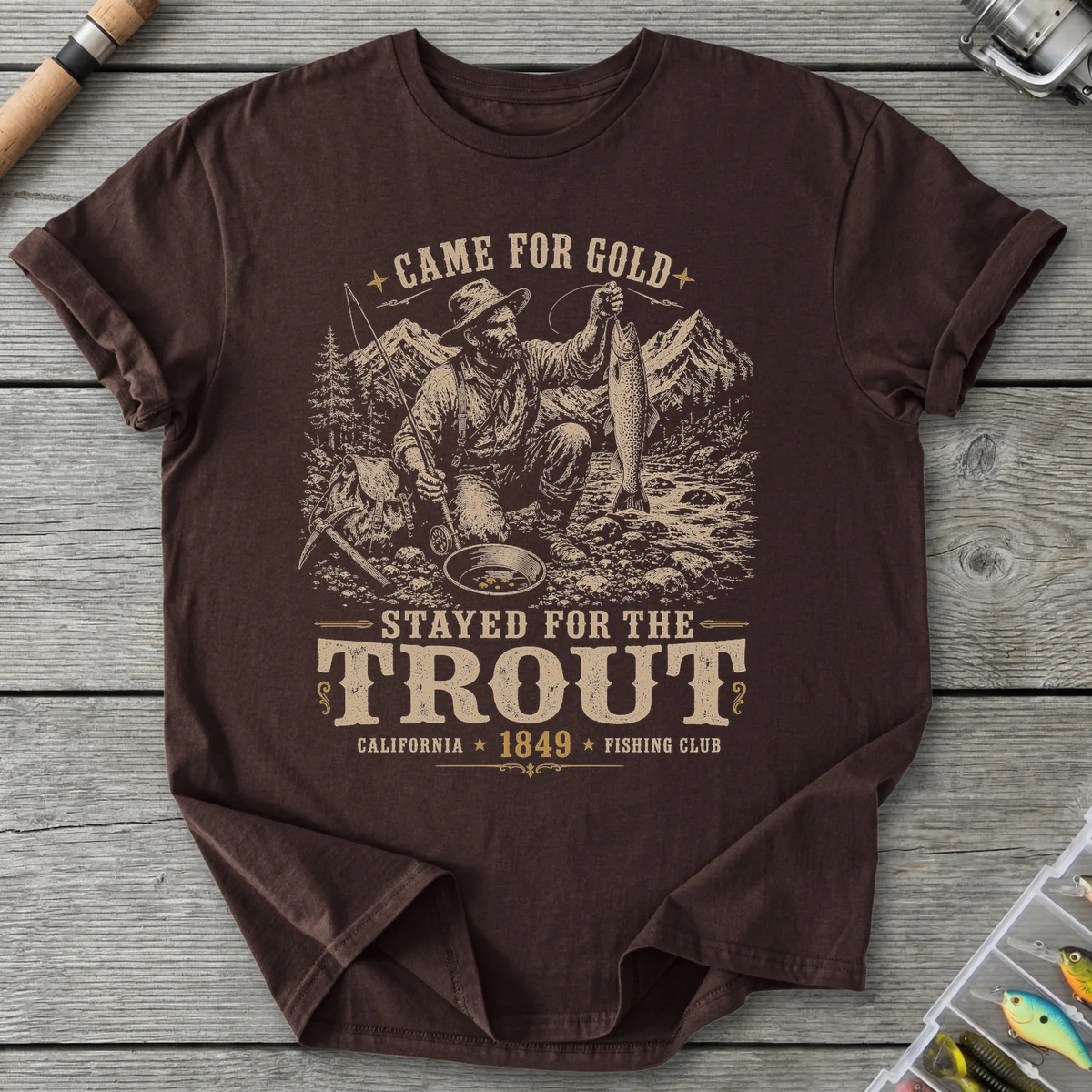 Stayed for the Trout T-Shirt in Dark Chocolate | River Giants Club
