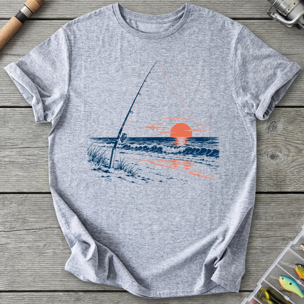 Surf Fishing at Sunset T-Shirt in Sport Grey | River Giants Club