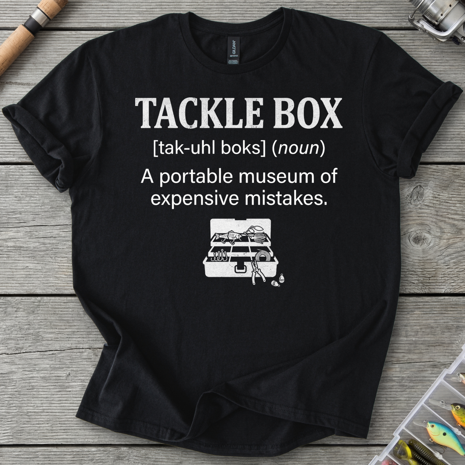 Tackle Box Expensive Mistakes T-Shirt in Black | River Giants Club