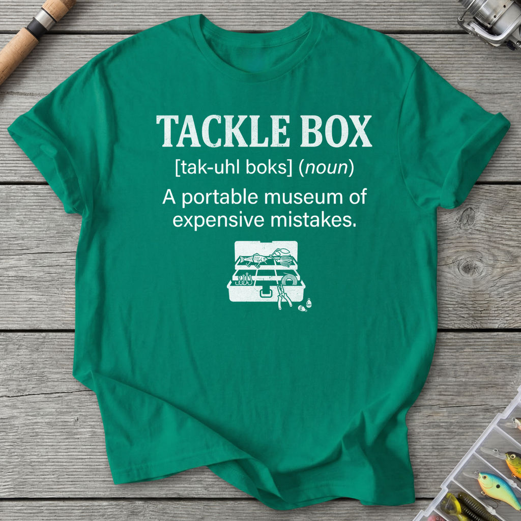 Tackle Box Expensive Mistakes T-Shirt in Kelly Green | River Giants Club