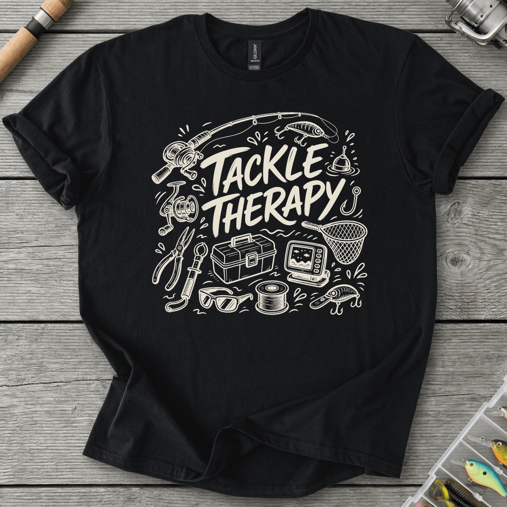 Tackle Therapy T-Shirt in Black | River Giants Club