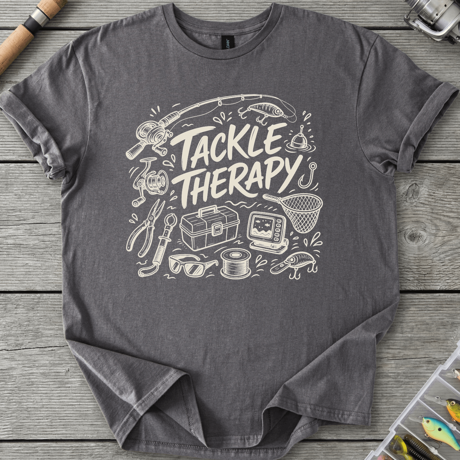 Tackle Therapy T-Shirt in Charcoal | River Giants Club