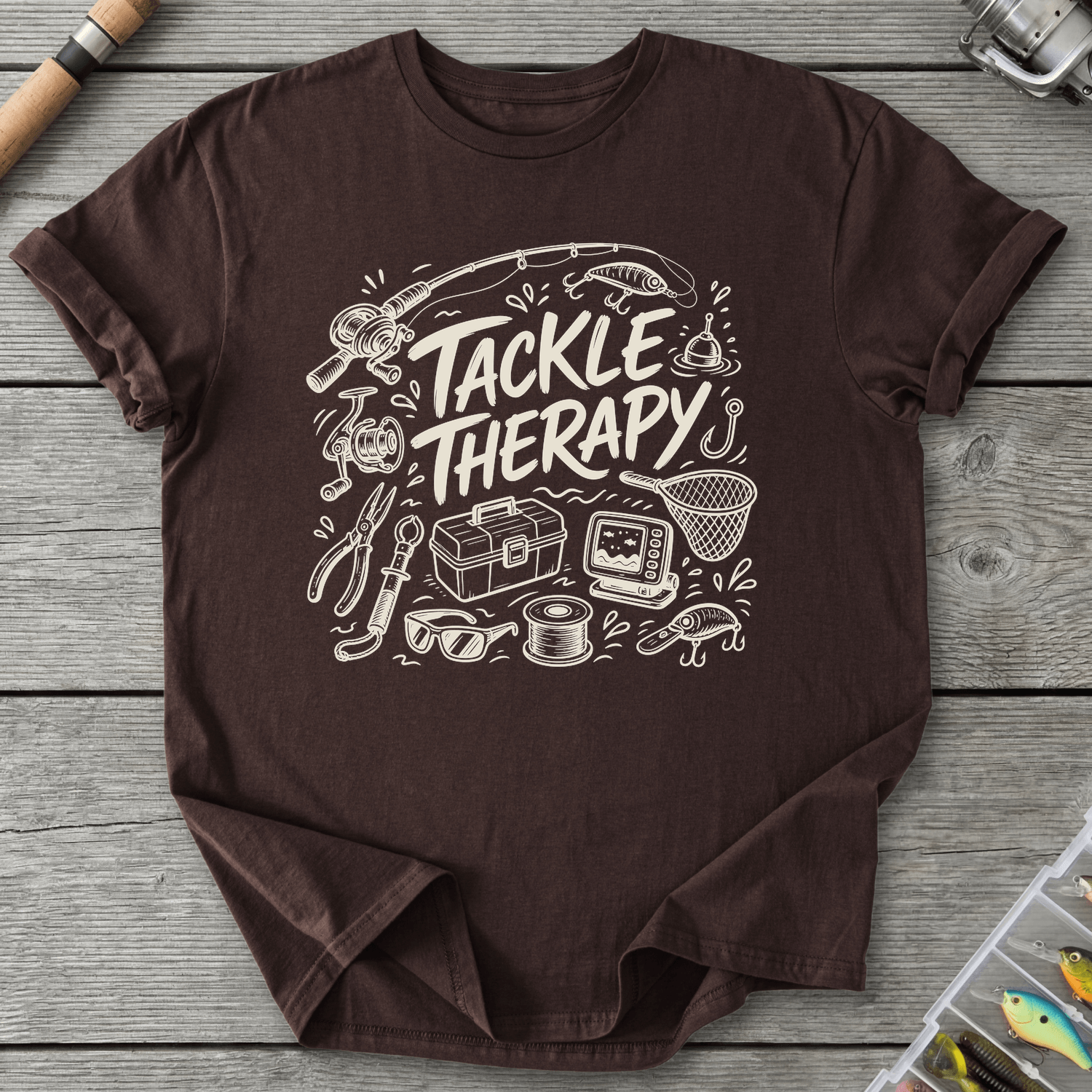 Tackle Therapy T-Shirt in Dark Chocolate | River Giants Club