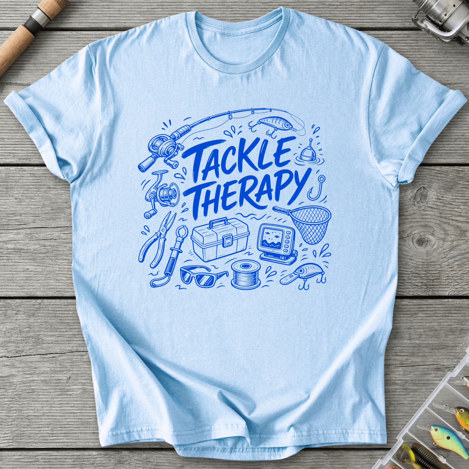 Tackle Therapy T-Shirt in Light Blue | River Giants Club