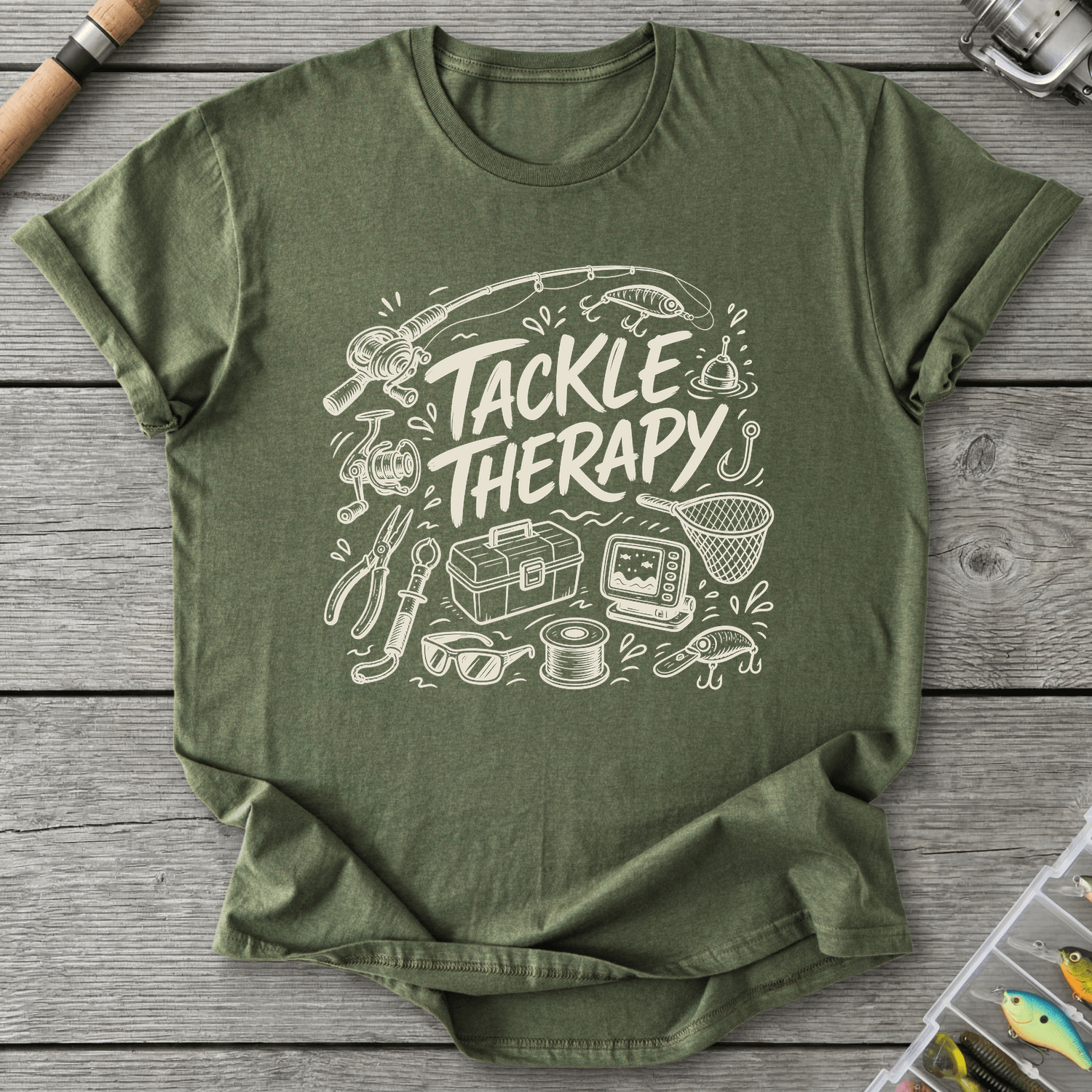 Tackle Therapy T-Shirt in Military Green | River Giants Club