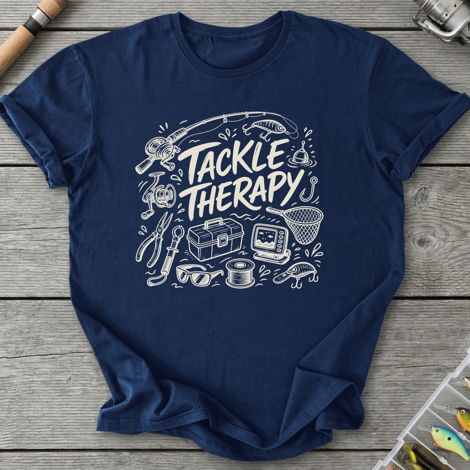 Tackle Therapy T-Shirt in Navy | River Giants Club