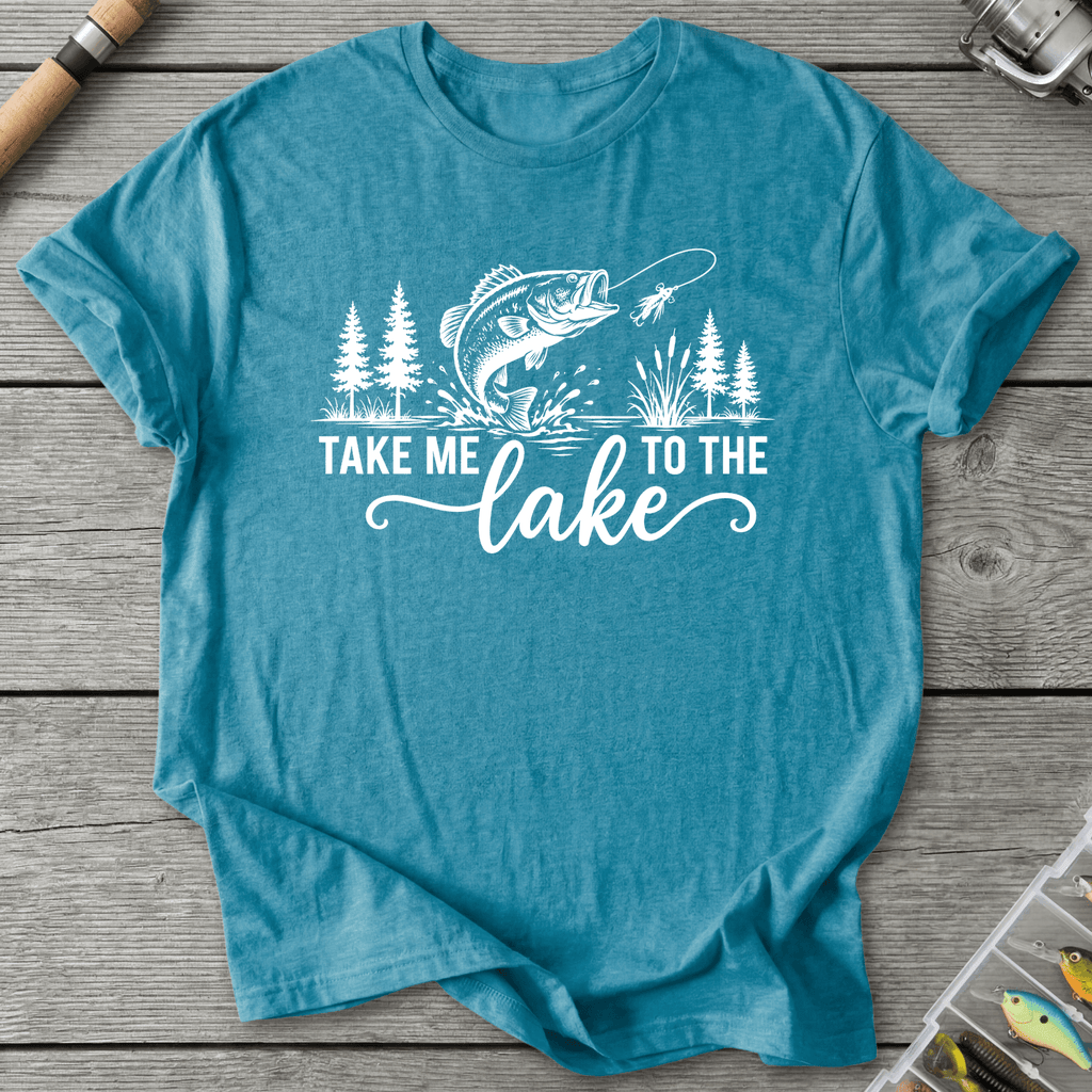 Take Me To The Lake T-Shirt in Heather Galapagos Blue | River Giants Club