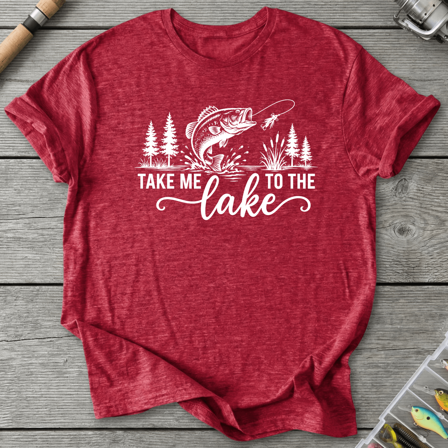 Take Me To The Lake T-Shirt in Heather Red | River Giants Club