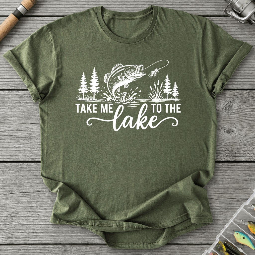 Take Me To The Lake T-Shirt in Military Green | River Giants Club