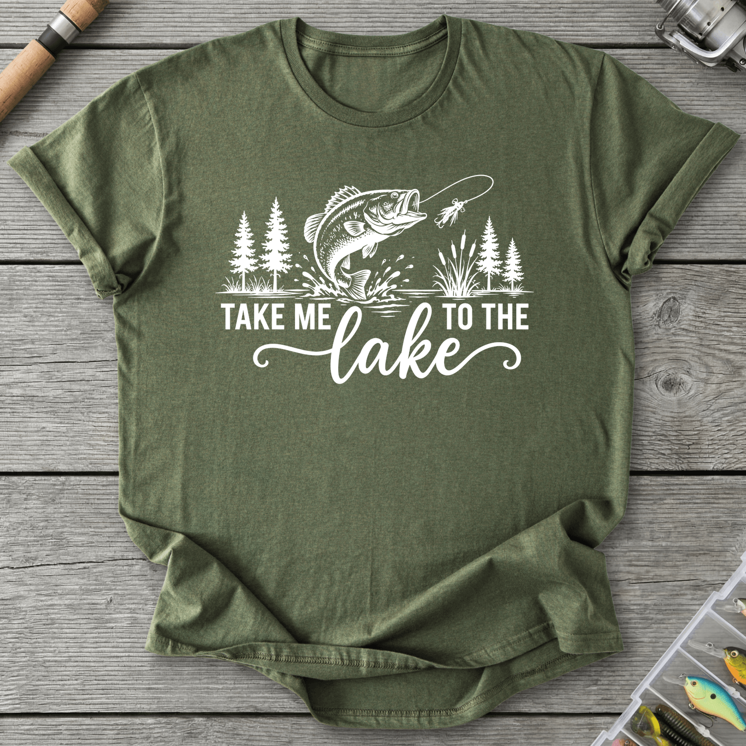 Take Me To The Lake T-Shirt in Military Green | River Giants Club