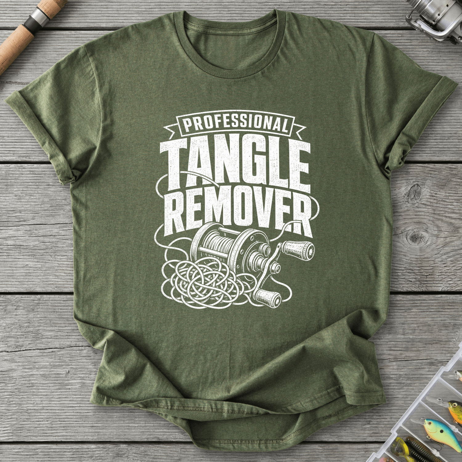 Tangle Remover T-Shirt in Military Green | River Giants Club