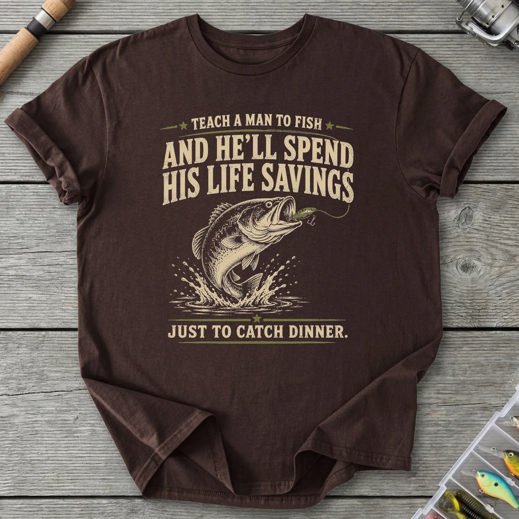 Teach a Man to Fish T-Shirt in Dark Chocolate | River Giants Club