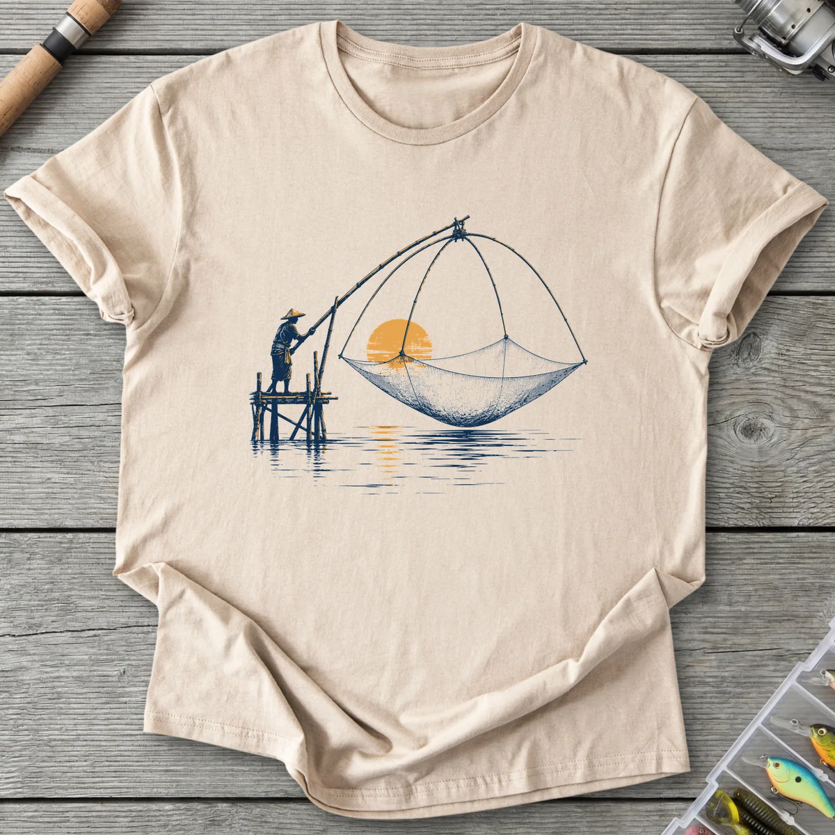 Thai Fisherman Lift Net T-Shirt in Sand | River Giants Club