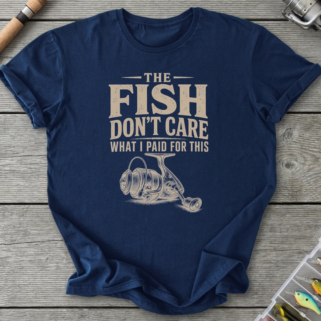 The Fish Don't Care T-Shirt in Navy | River Giants Club