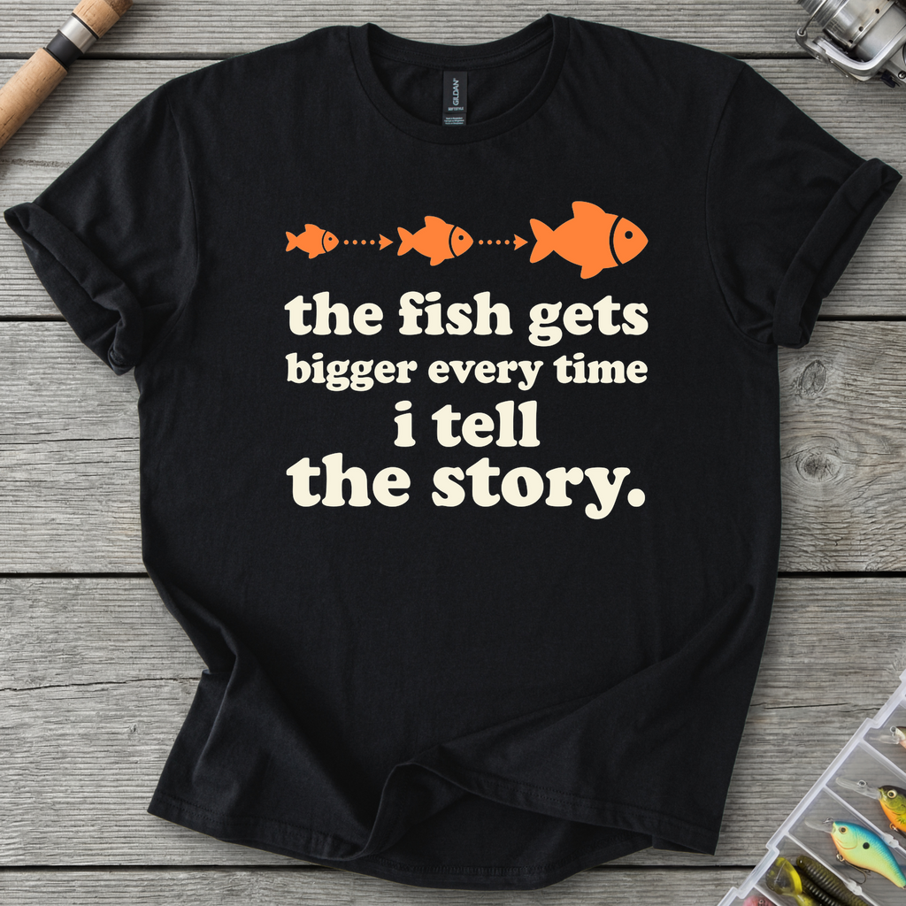 The Fish Gets Bigger Every Time T-Shirt in Black | River Giants Club