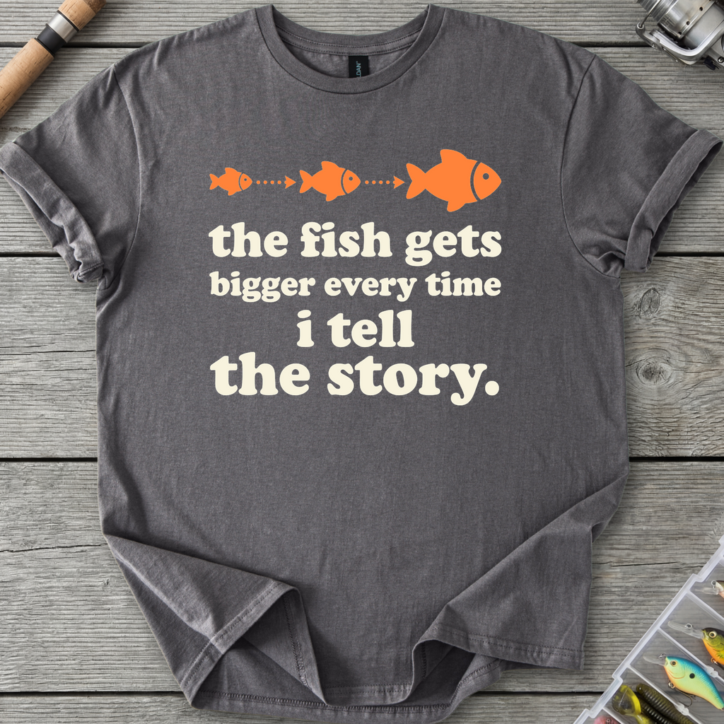 The Fish Gets Bigger Every Time T-Shirt in Charcoal | River Giants Club