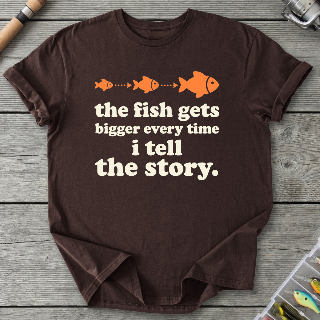 The Fish Gets Bigger Every Time T-Shirt in Dark Chocolate | River Giants Club