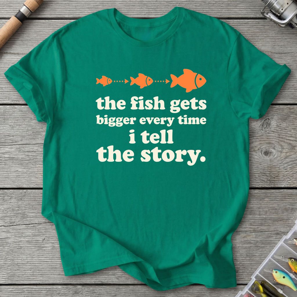 The Fish Gets Bigger Every Time T-Shirt in Kelly Green | River Giants Club