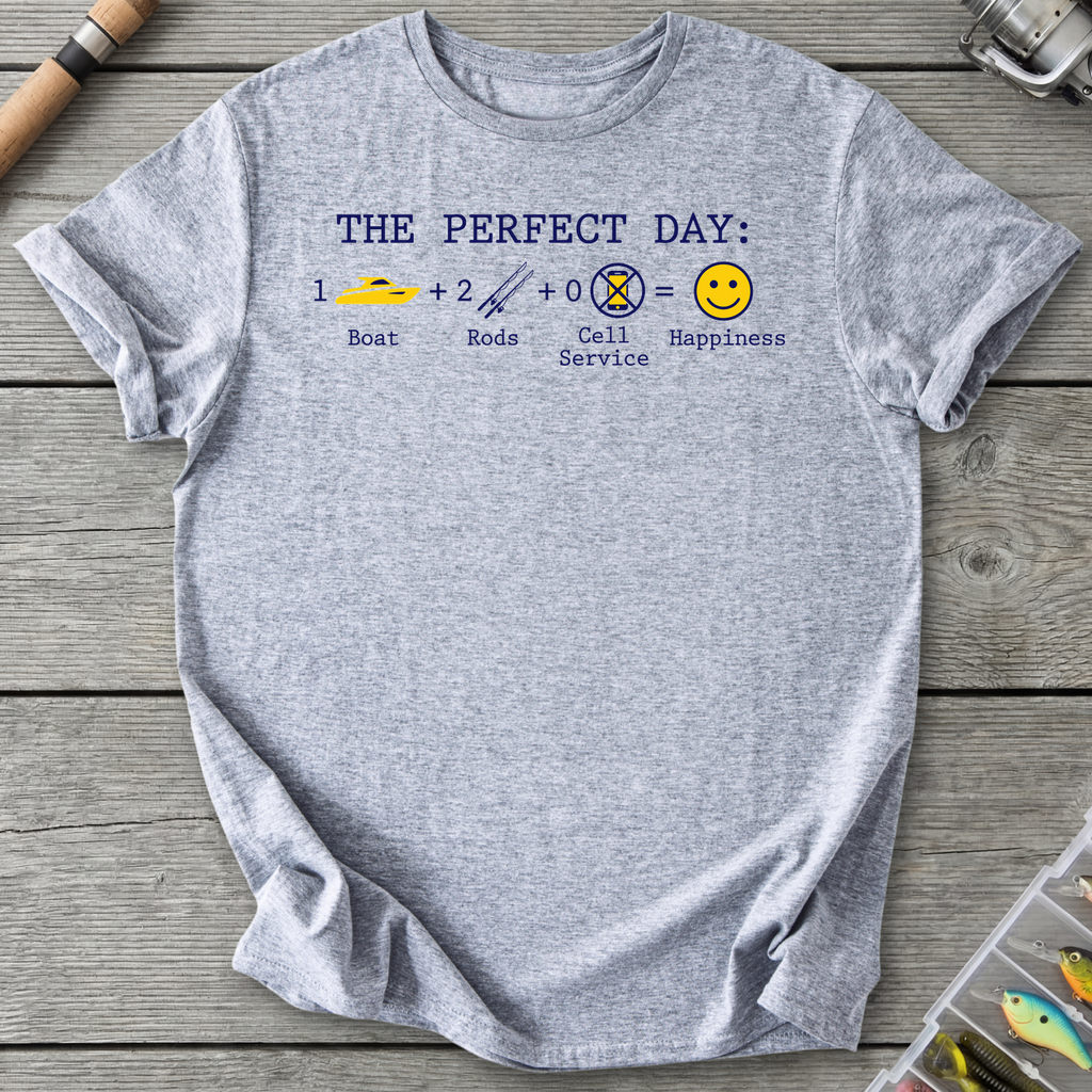 The Perfect Day Fishing Humor T-Shirt in Sport Grey | River Giants Club