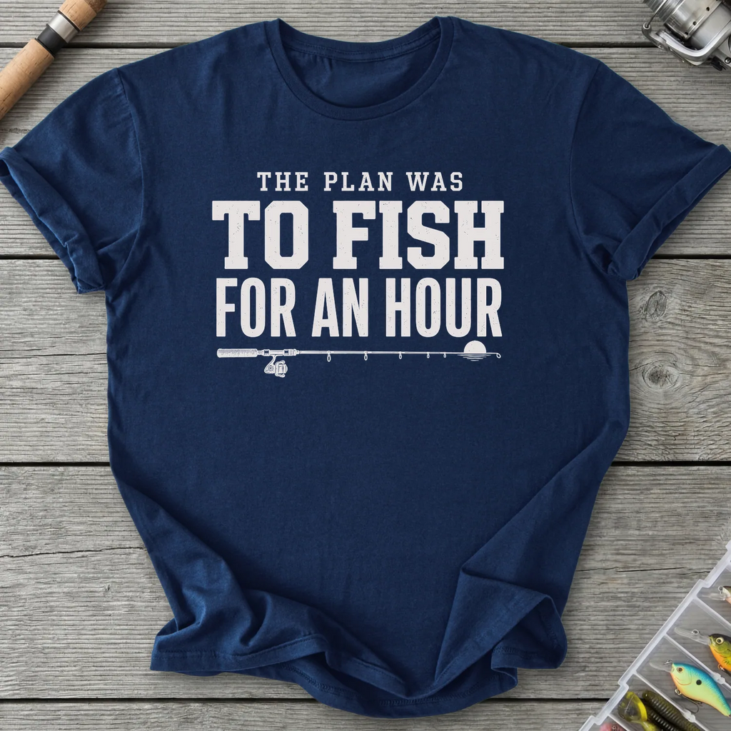 The Plan Was To Fish T-Shirt in Navy | River Giants Club