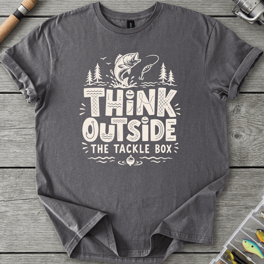 Think Outside The Tackle Box T-Shirt in Charcoal | River Giants Club