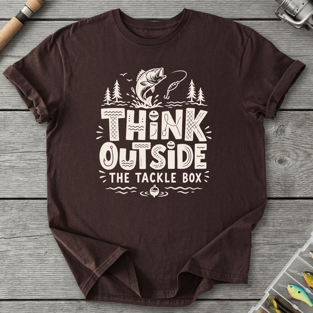 Think Outside The Tackle Box T-Shirt in Dark Chocolate | River Giants Club