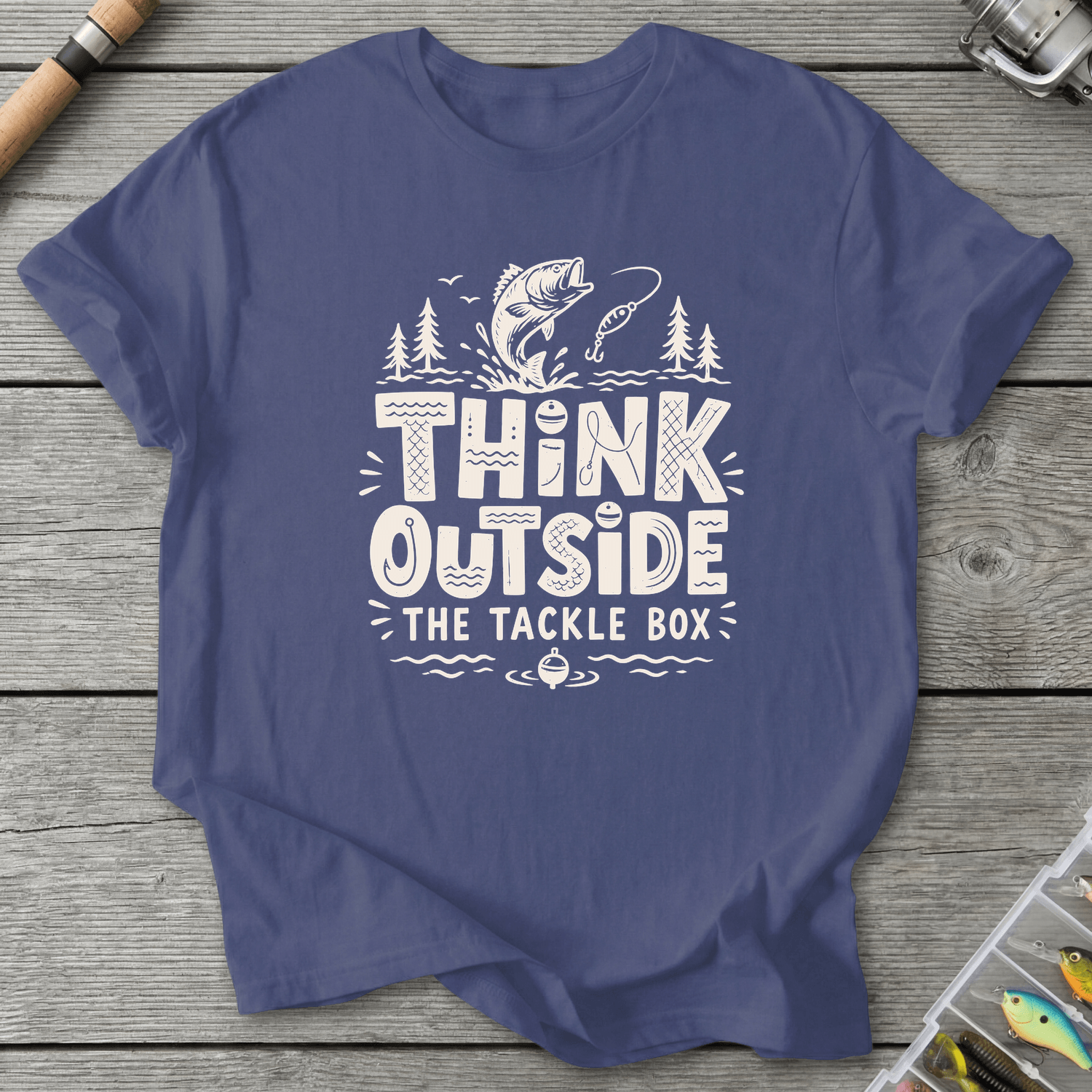 Think Outside The Tackle Box T-Shirt in Metro Blue | River Giants Club