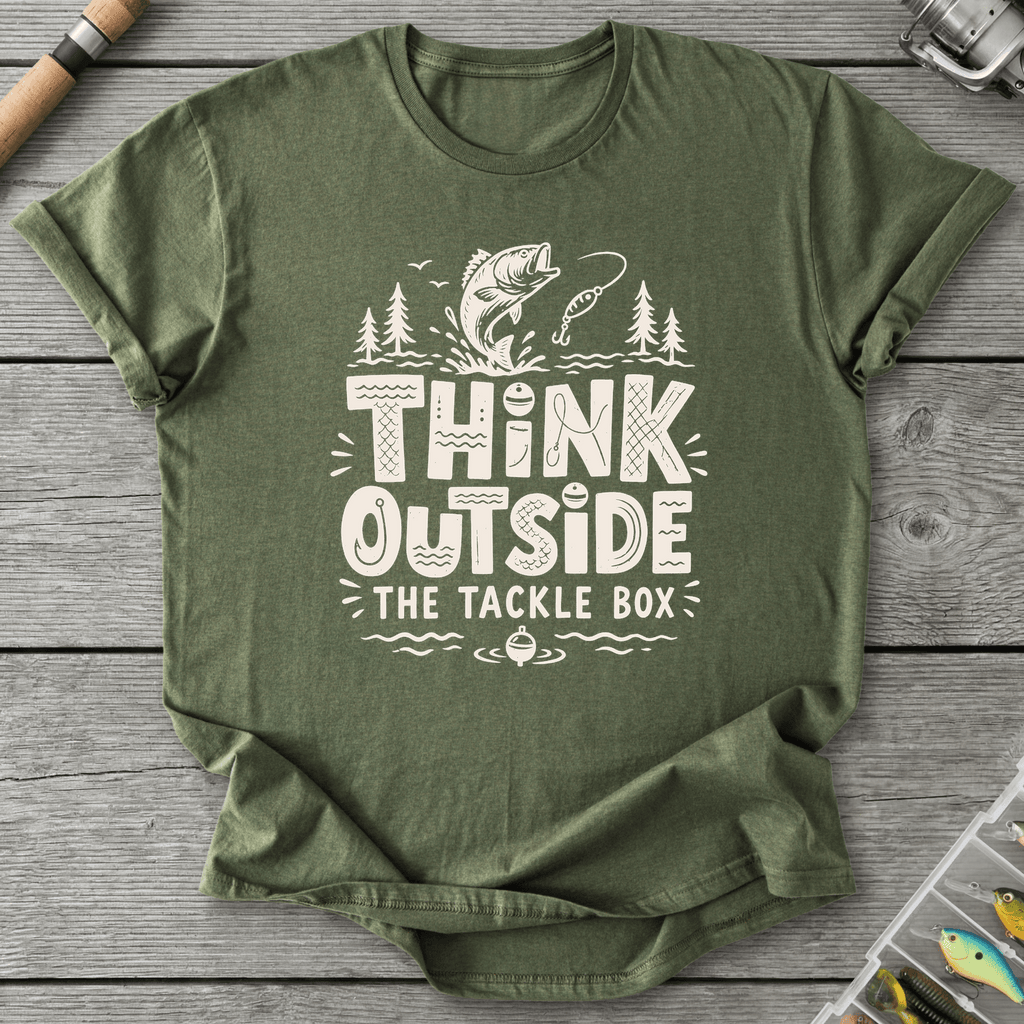 Think Outside The Tackle Box T-Shirt in Military Green | River Giants Club