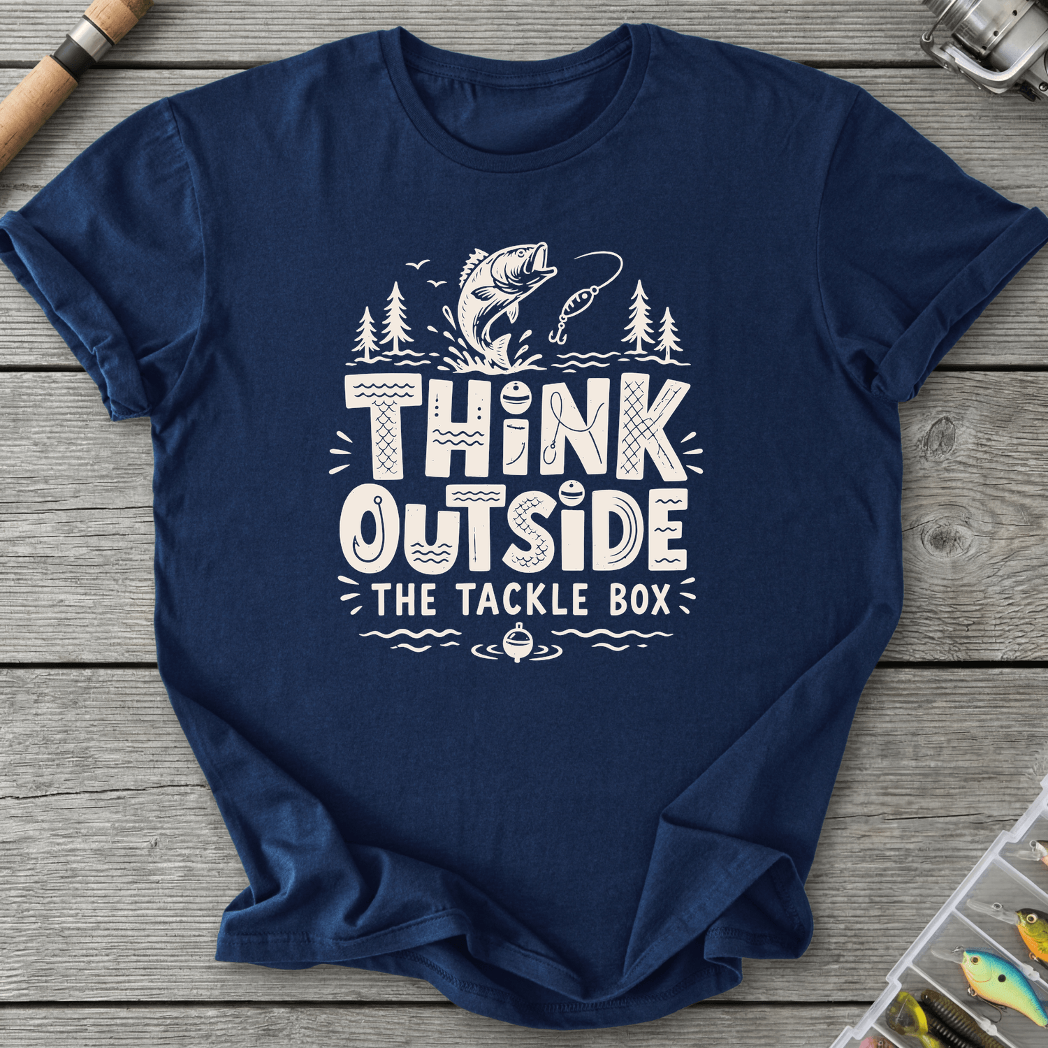 Think Outside The Tackle Box T-Shirt in Navy | River Giants Club