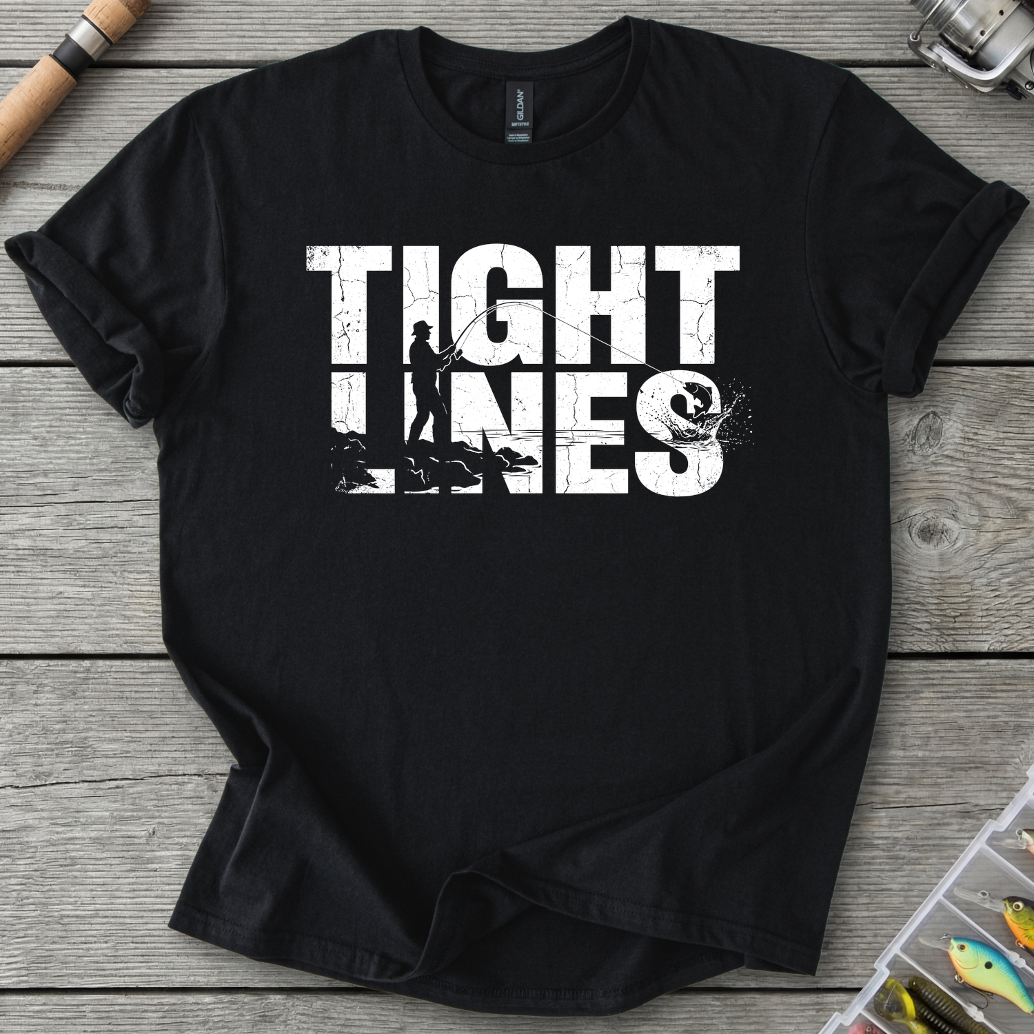 Tight Line Fishing T-Shirt in Black | River Giants Club
