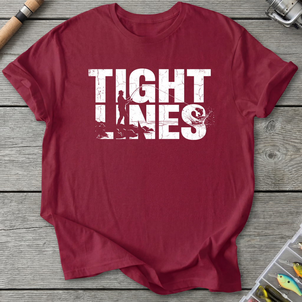 Tight Line Fishing T-Shirt in Cardinal Red | River Giants Club