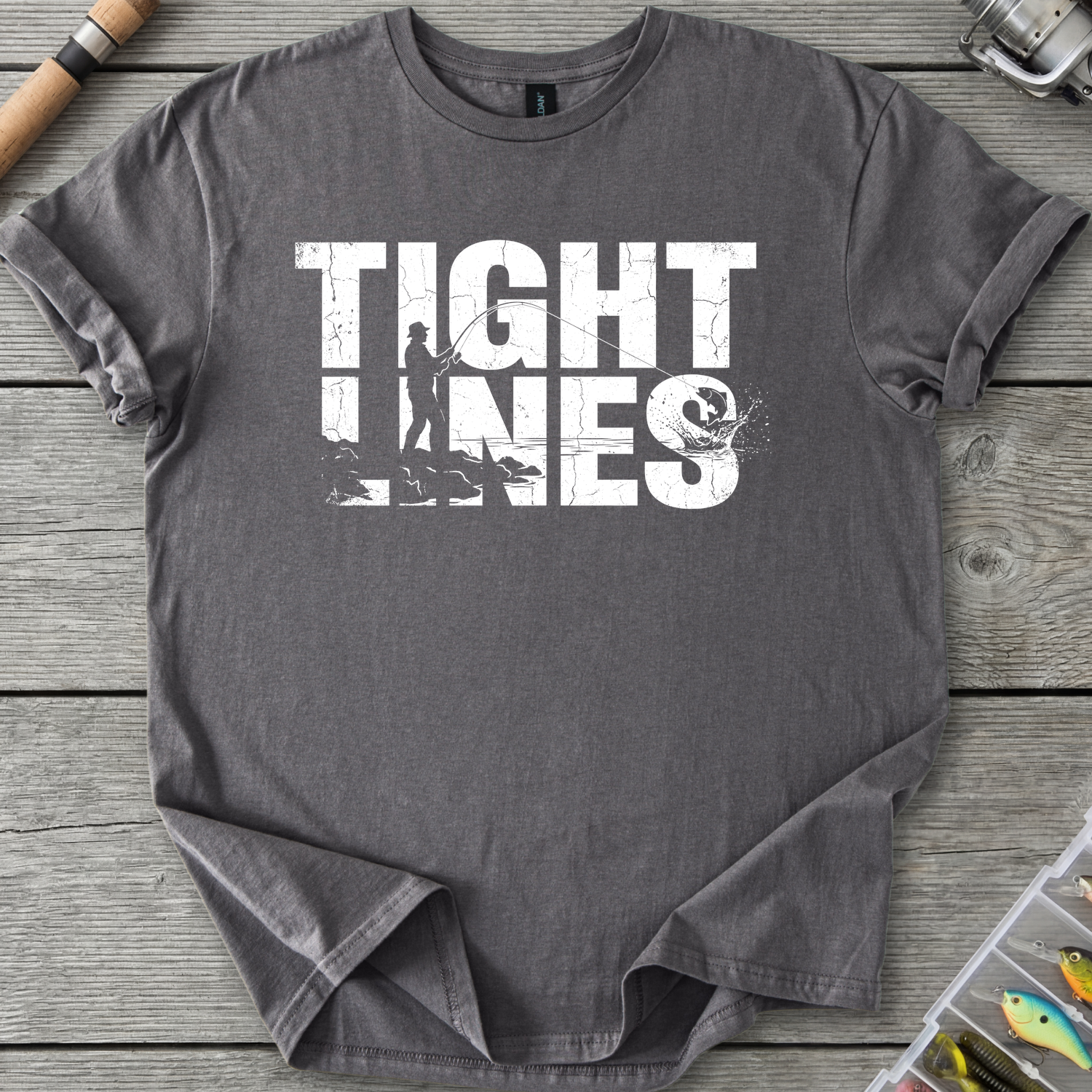 Tight Line Fishing T-Shirt in Charcoal | River Giants Club