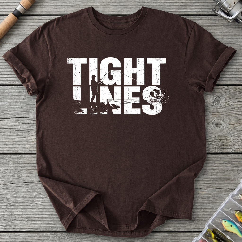 Tight Line Fishing T-Shirt in Dark Chocolate | River Giants Club