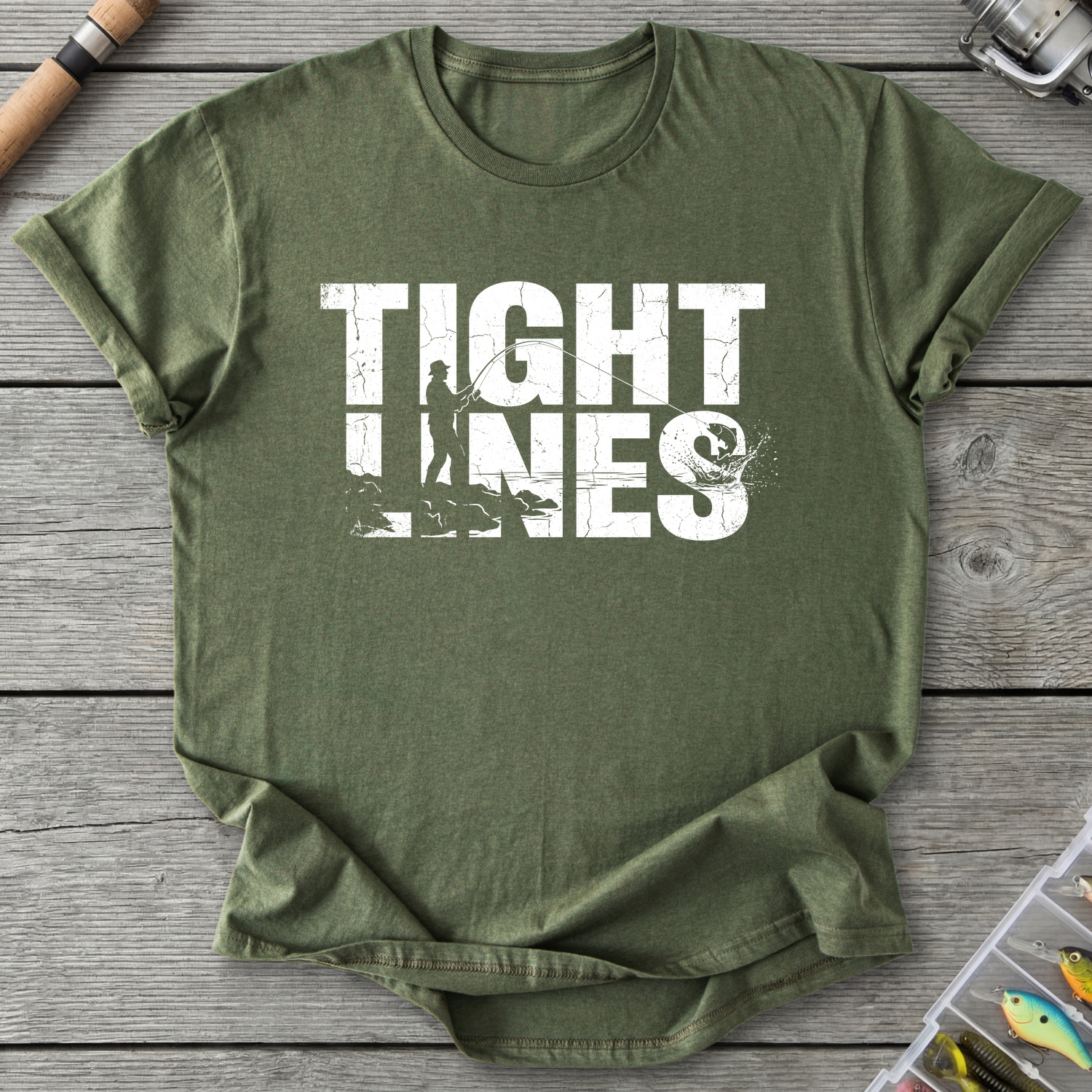 Tight Line Fishing T-Shirt in Military Green | River Giants Club