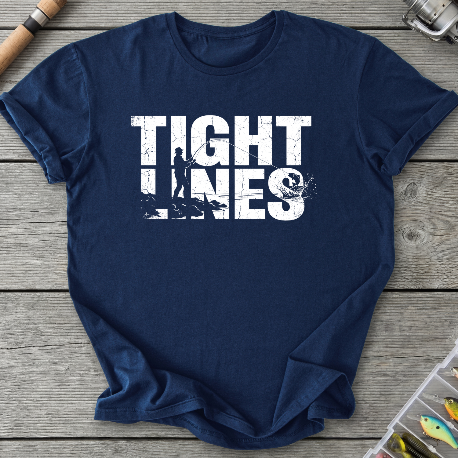 Tight Line Fishing T-Shirt in Navy | River Giants Club