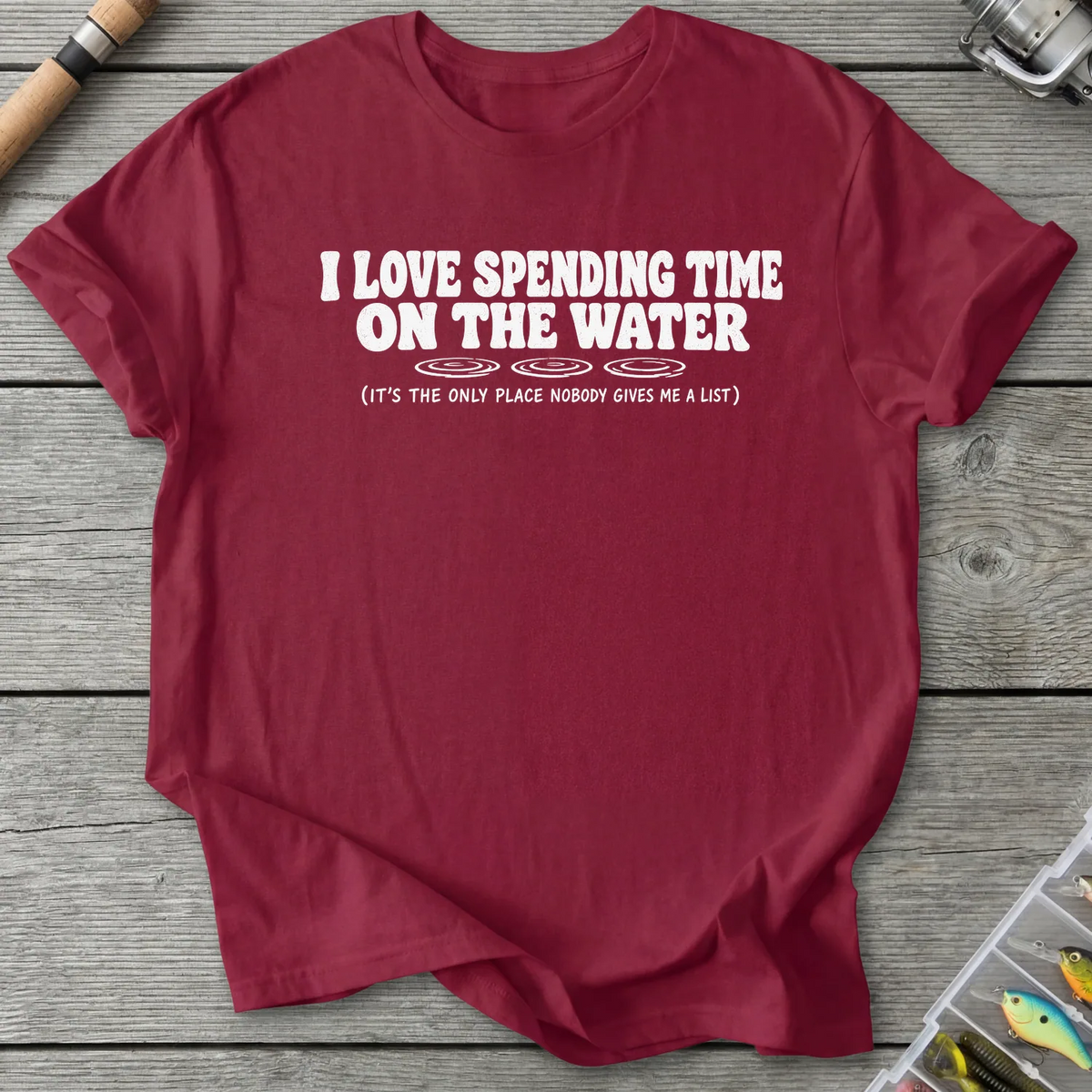 Time On The Water T-Shirt in Cardinal Red | River Giants Club
