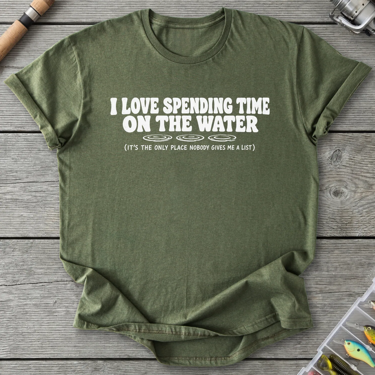 Time On The Water T-Shirt in Military Green | River Giants Club