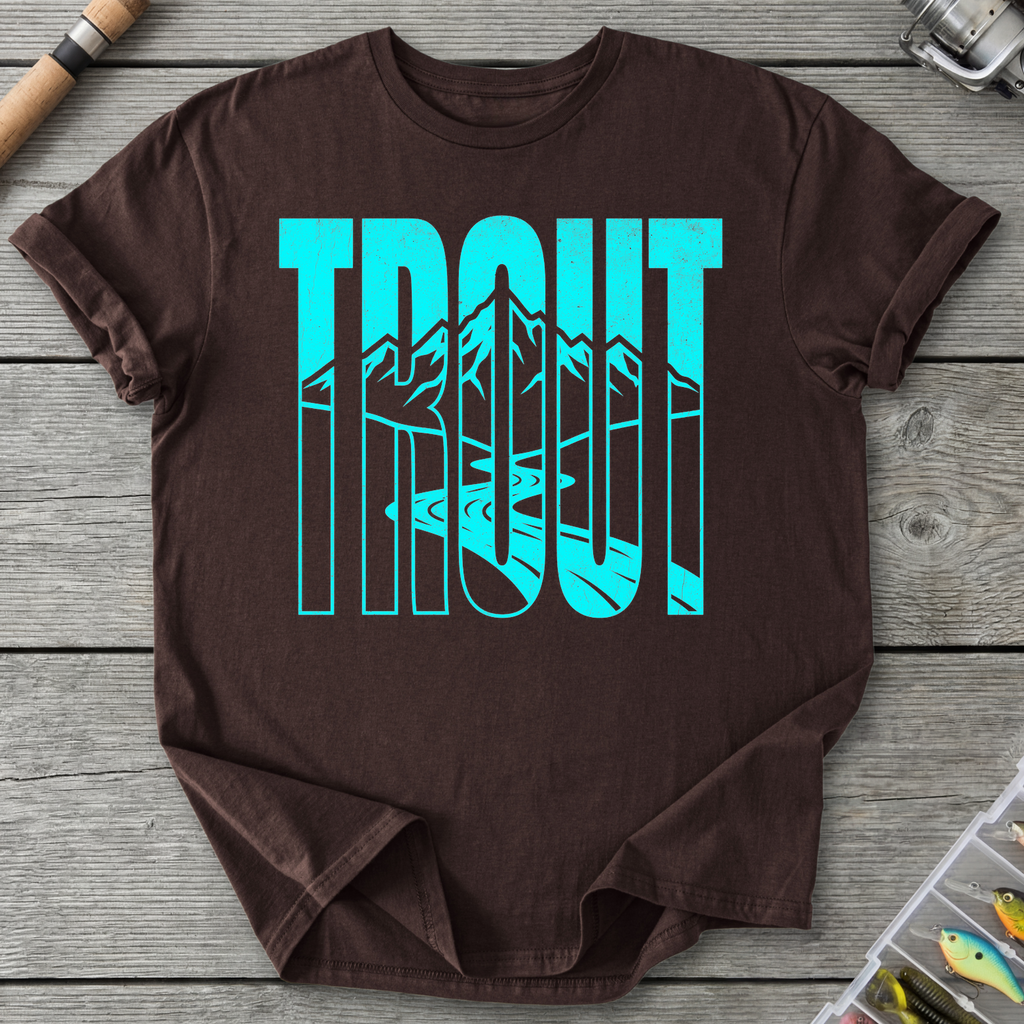 Trout Mountain Fishing Graphic T-Shirt in Dark Chocolate | River Giants Club