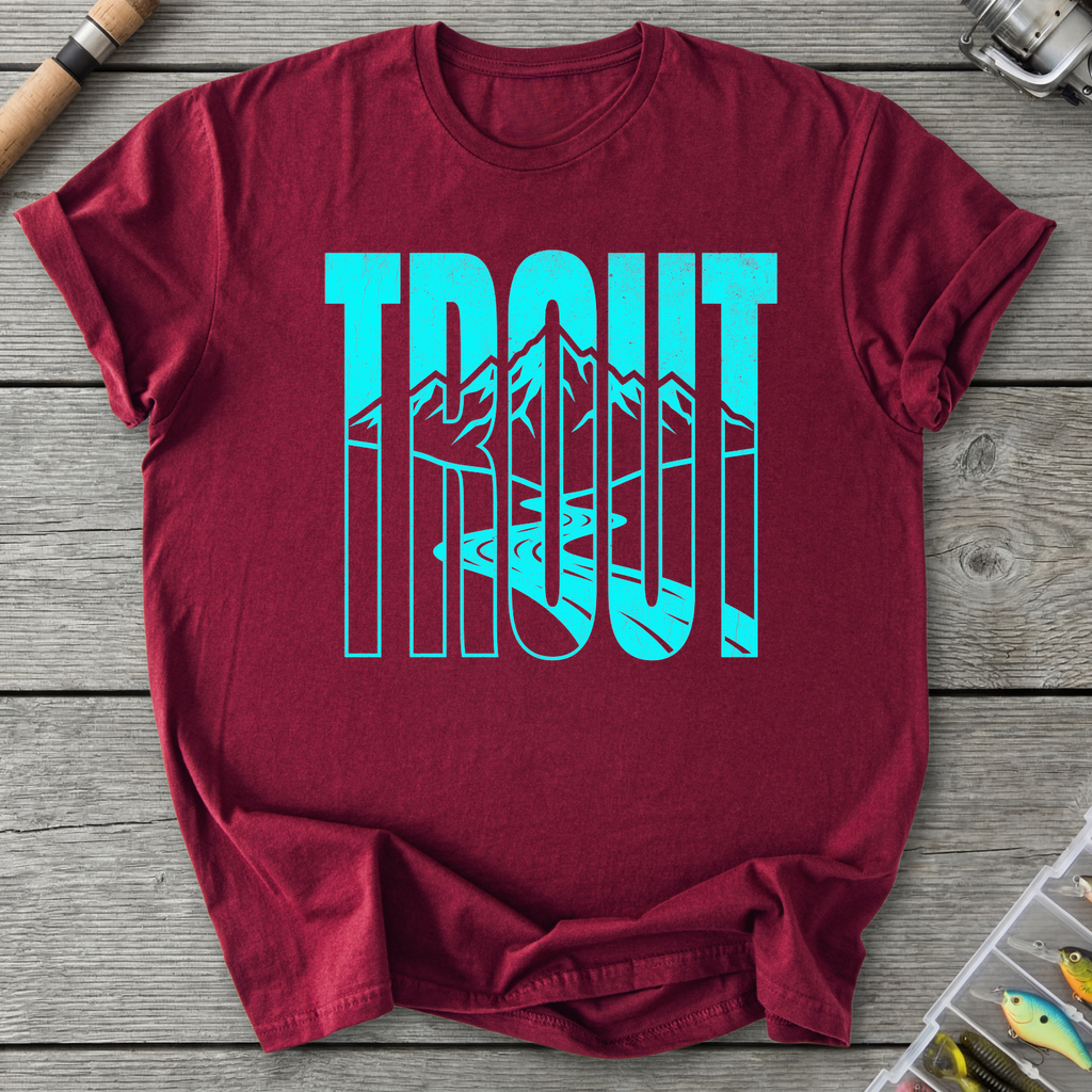 Trout Mountain Fishing Graphic T-Shirt in Maroon | River Giants Club