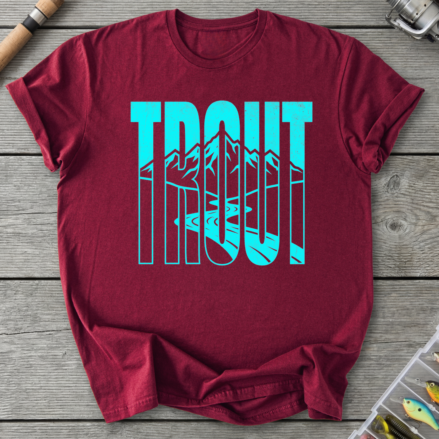 Trout Mountain Fishing Graphic T-Shirt in Maroon | River Giants Club