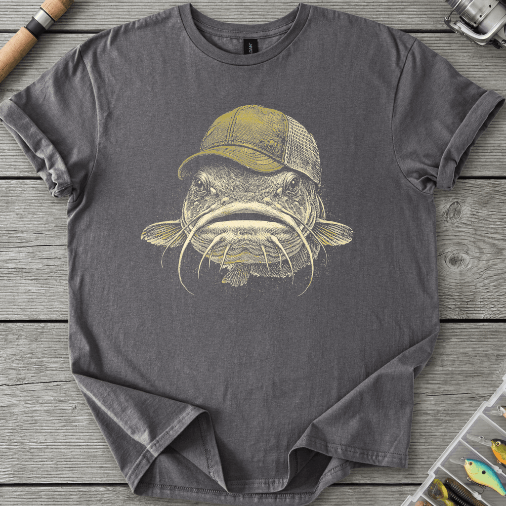 Trucker Catfish River Angler T-Shirt in Charcoal | River Giants Club