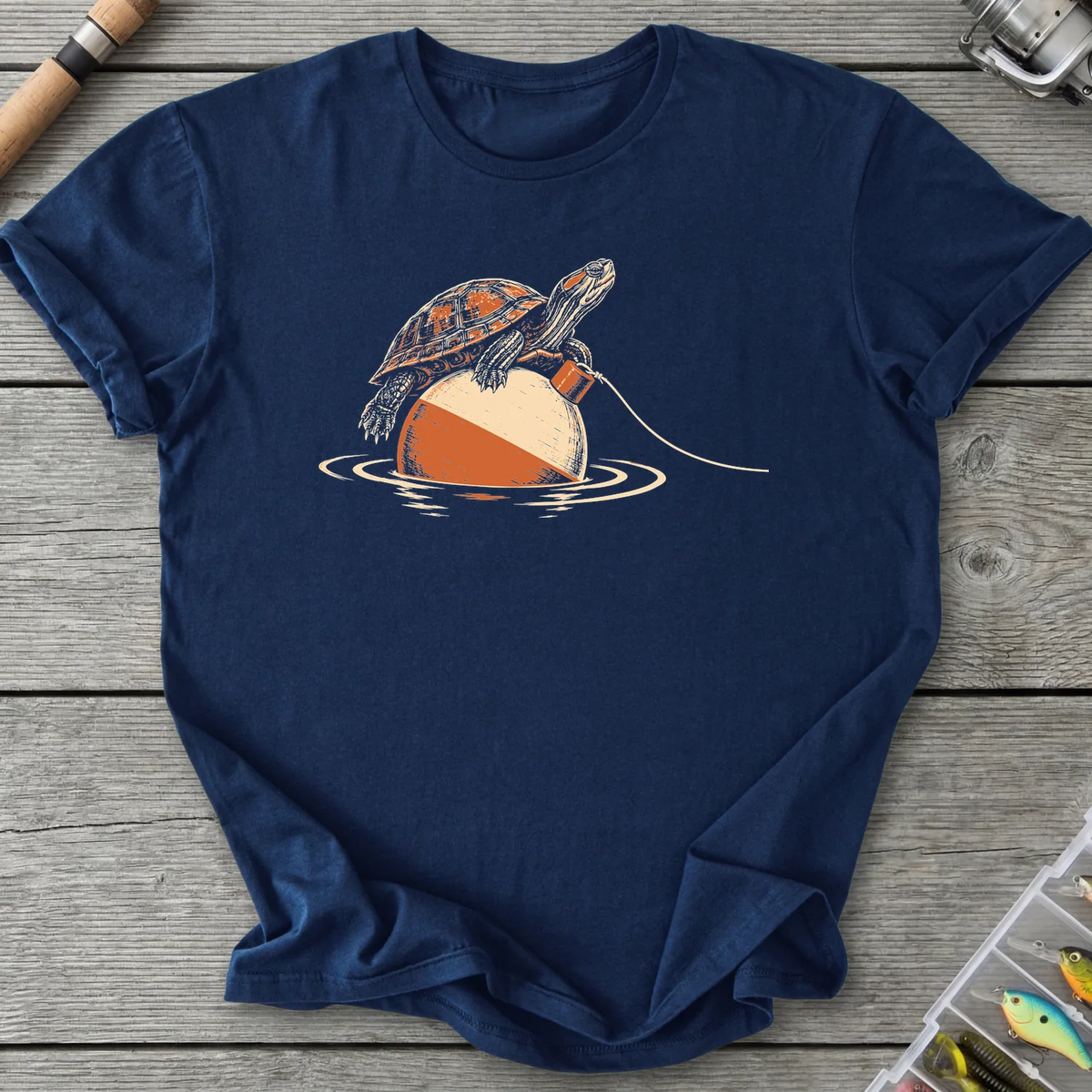 Turtle Rides Bobber T-Shirt in Navy | River Giants Club