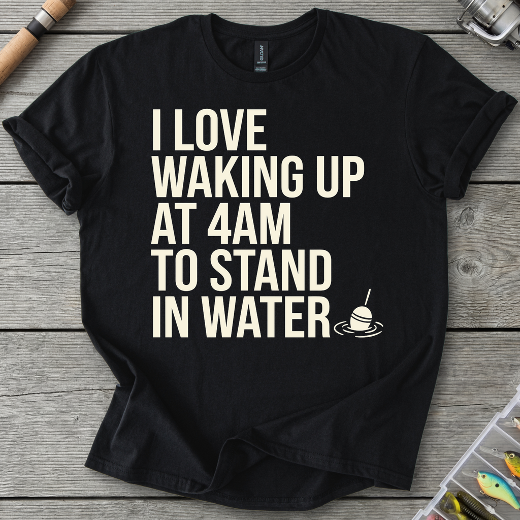 Waking Up At 4AM Fishing T-Shirt in Black | River Giants Club