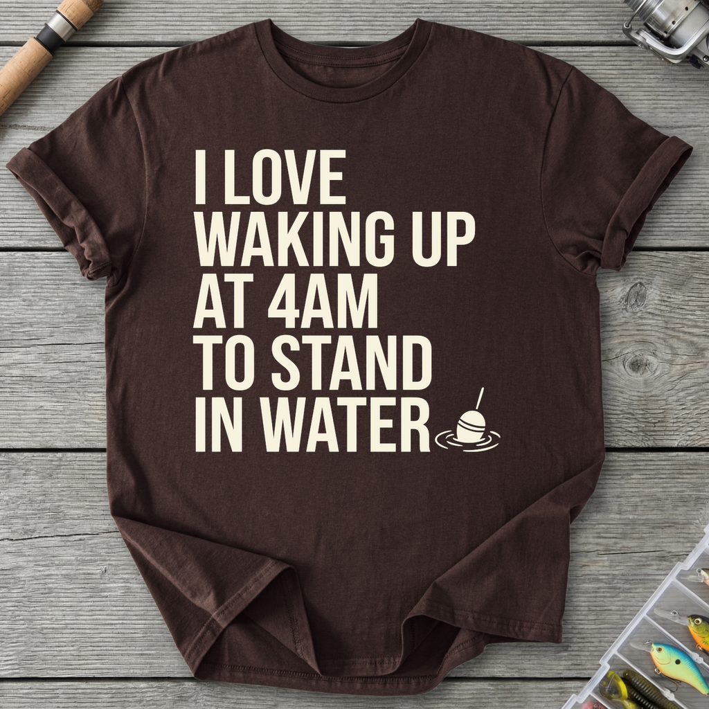 Waking Up At 4AM Fishing T-Shirt in Dark Chocolate | River Giants Club