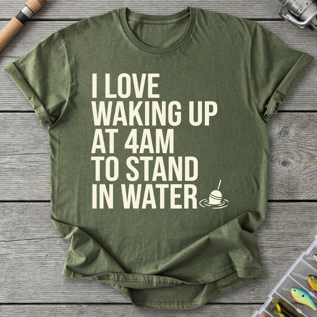 Waking Up At 4AM Fishing T-Shirt in Military Green | River Giants Club