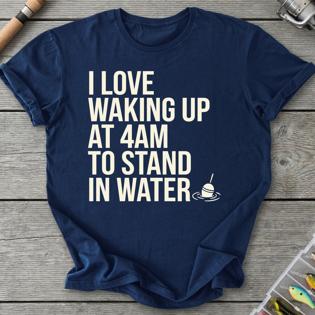 Waking Up At 4AM Fishing T-Shirt in Navy | River Giants Club