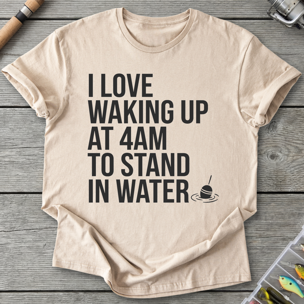 Waking Up At 4AM Fishing T-Shirt in Sand | River Giants Club