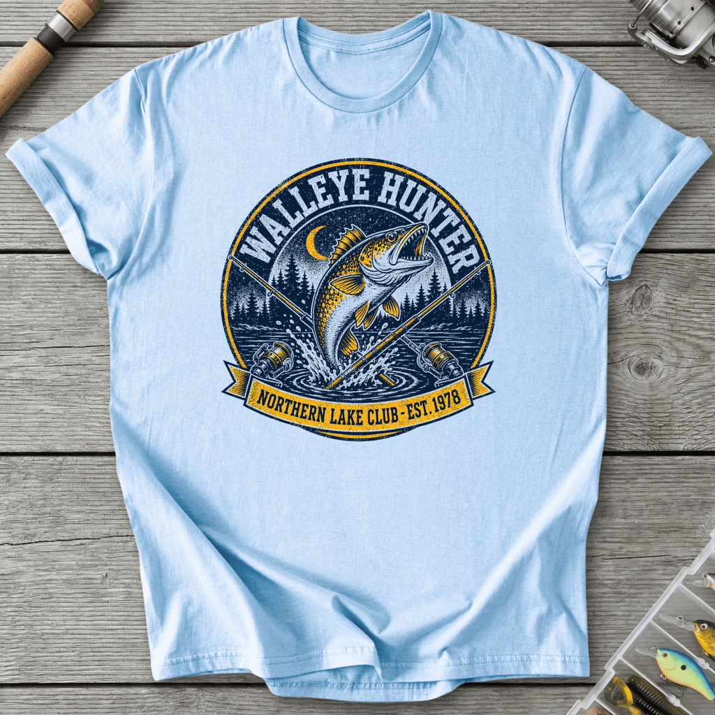 Walleye Hunter Club T-Shirt in Light Blue | River Giants Club