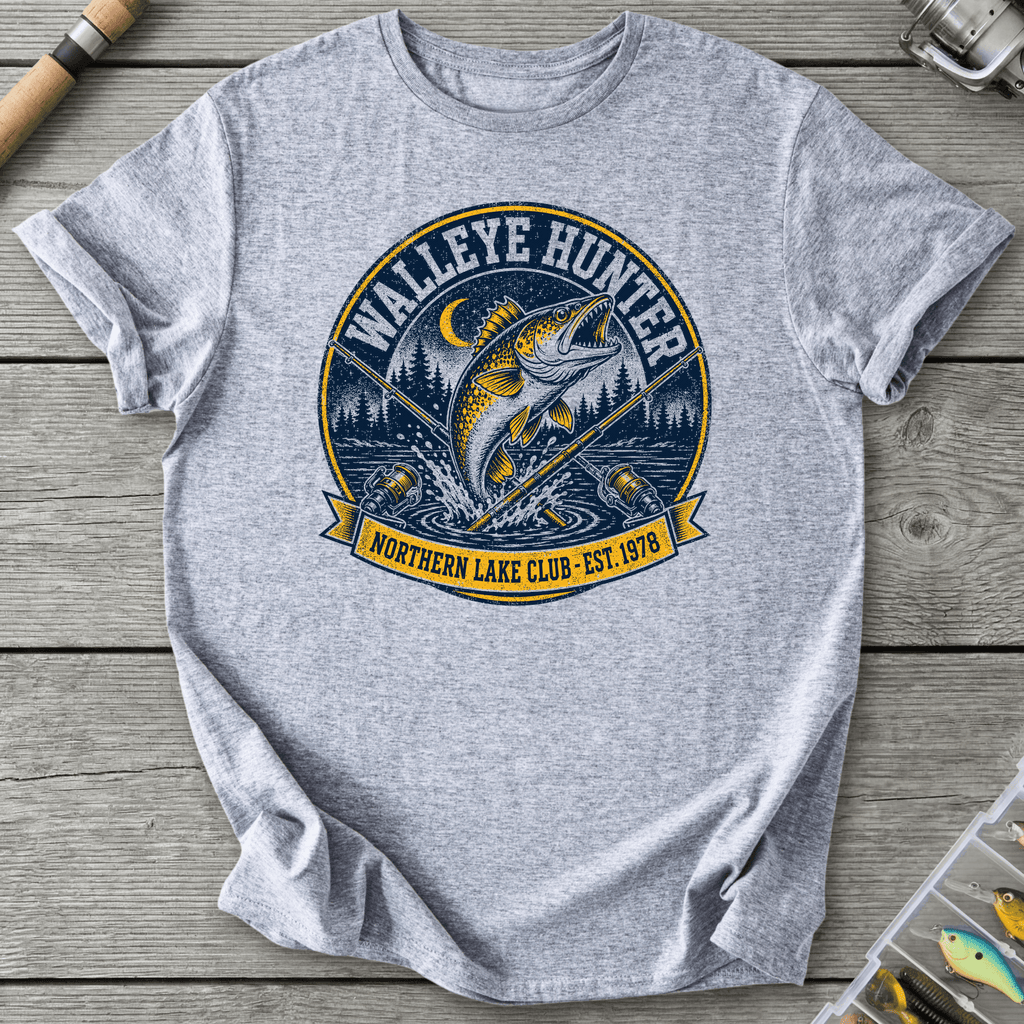 Walleye Hunter Club T-Shirt in Sport Grey | River Giants Club